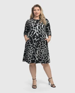 Women Alembika Plus<Hypnotic A Line Dress, Silver