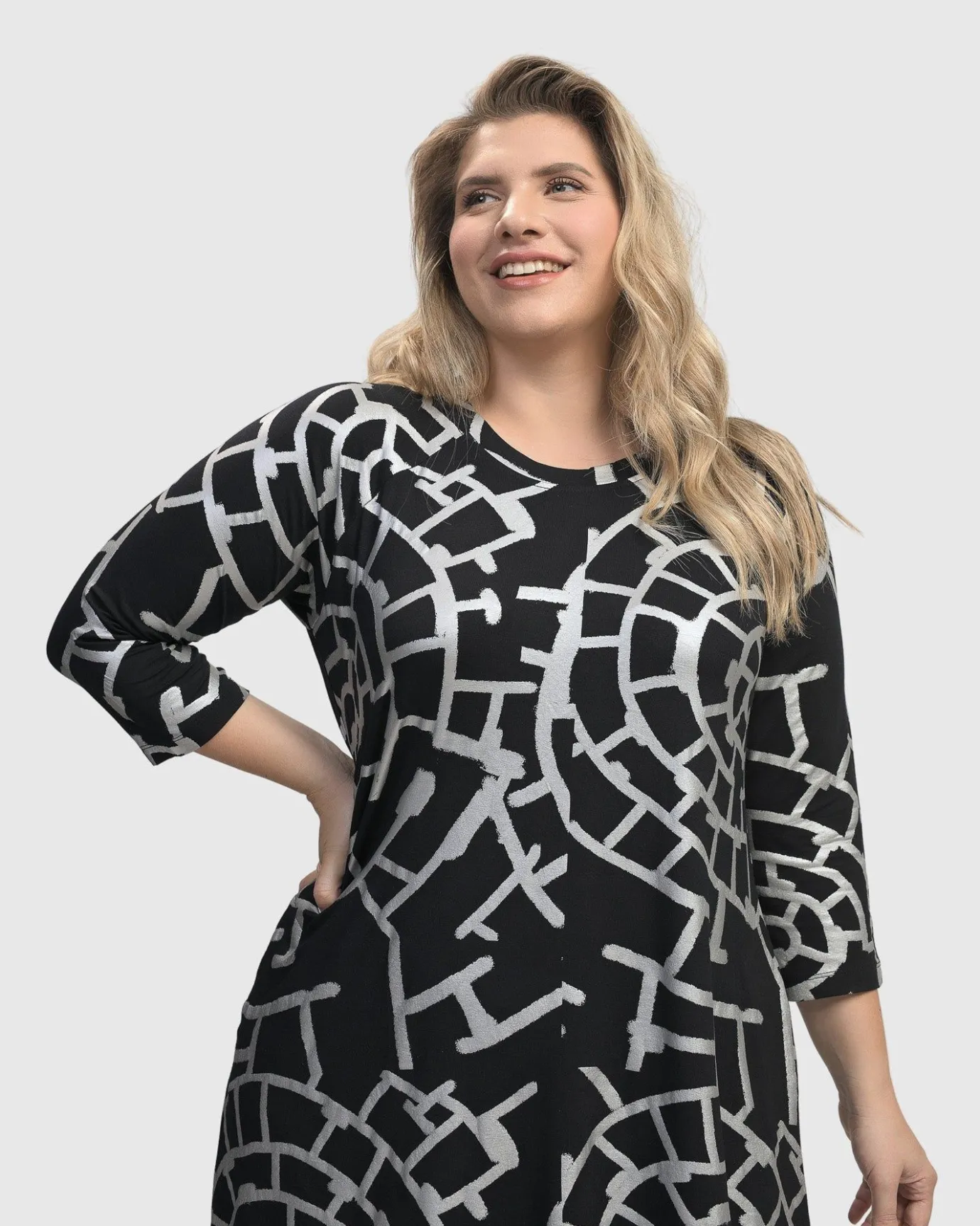 Women Alembika Dresses<Hypnotic A Line Dress, Silver
