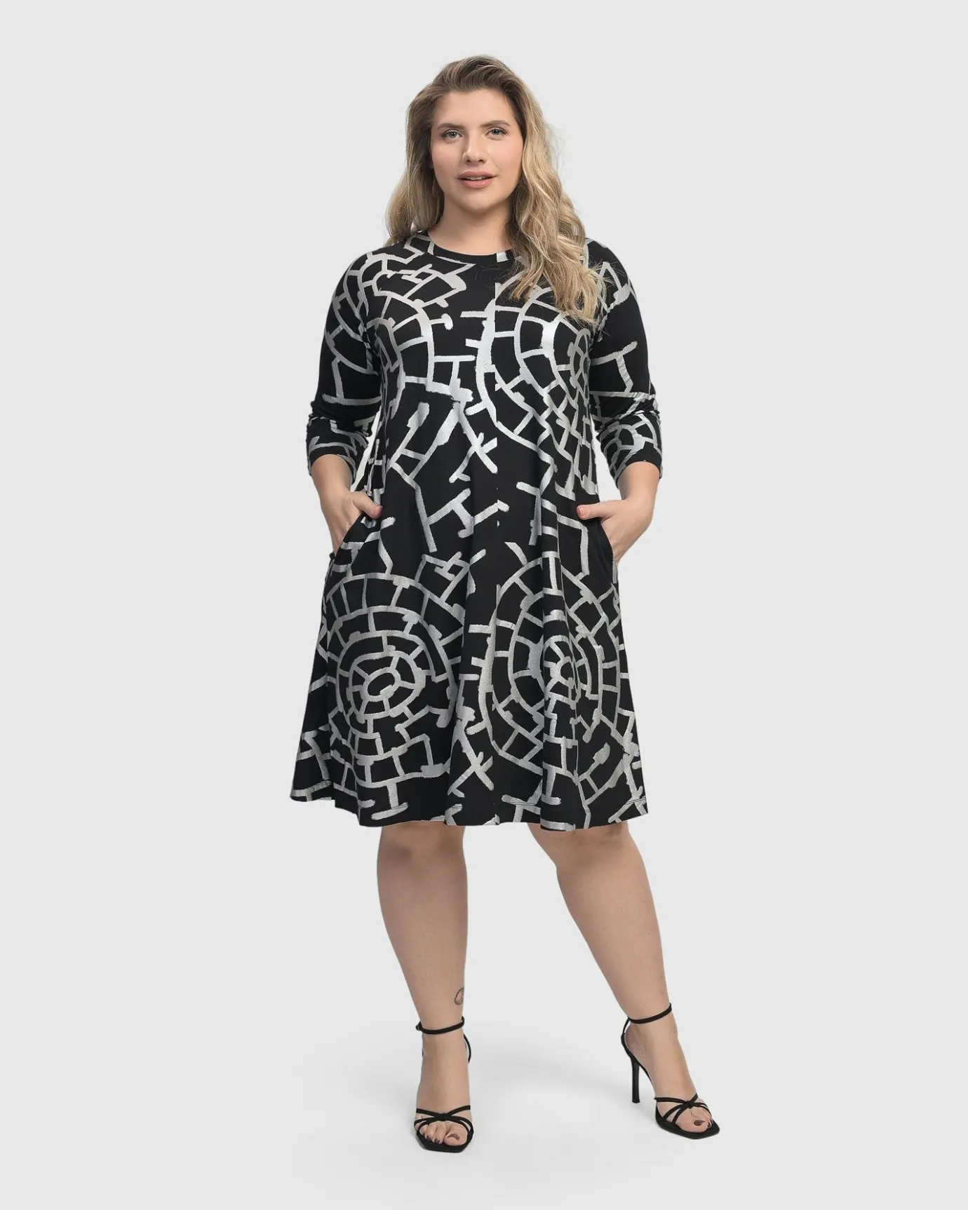 Women Alembika Dresses<Hypnotic A Line Dress, Silver