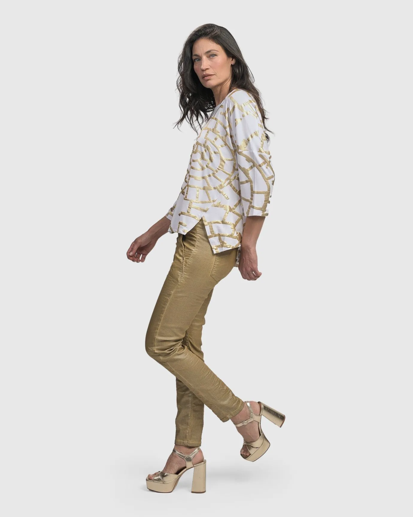 Women Alembika Tops & Tunics<Hypnotic Cutaway Boxy Top, Gold