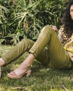 Women Alembika Pants & Skirts<Iconic Stretch Jeans, Green Snake