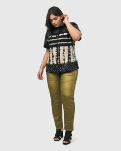 Women Alembika Pants & Skirts<Iconic Stretch Jeans, Green Snake