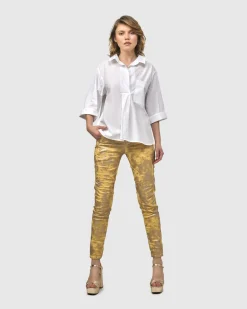 Women Alembika Pants & Skirts<Iconic Stretch Jeans, Honey Gold
