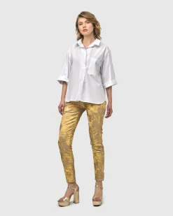 Women Alembika Pants & Skirts<Iconic Stretch Jeans, Honey Gold