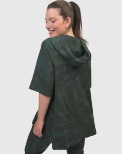 Women Alembika Tops & Tunics<Inhale Hooded Hi-Lo Top, Forest Tie-Dye