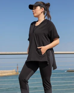 Women Alembika Tops & Tunics<Inhale Hooded Hi-Lo Top, Solid Black