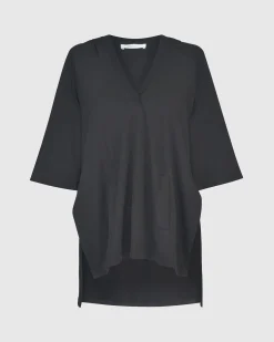 Women Alembika Tops & Tunics<Inhale Hooded Hi-Lo Top, Solid Black