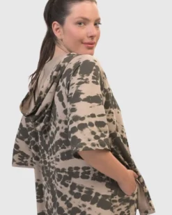 Women Alembika Tops & Tunics<Inhale Hooded Hi-Lo Top, Stone Tie-Dye