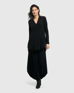 Women Alembika Tops & Tunics<Jacquard V-Neck Tunic Top, Black