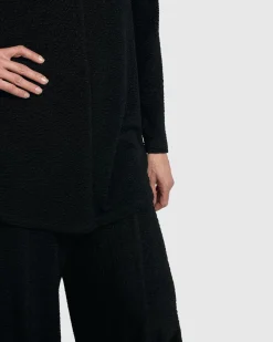 Women Alembika Tops & Tunics<Jacquard V-Neck Tunic Top, Black