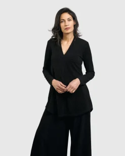 Women Alembika Plus<Jacquard V-Neck Tunic Top, Black