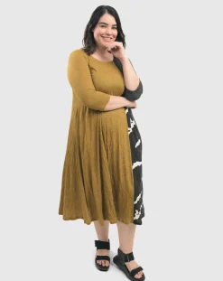 Women Alembika Dresses<Jill Crinkle Swing Dress, Yellow