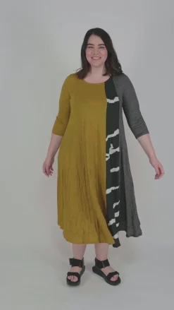 Women Alembika Plus<Jill Crinkle Swing Dress, Yellow