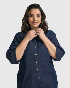 Women Alembika Dresses<Joie Collared Dress, Denim