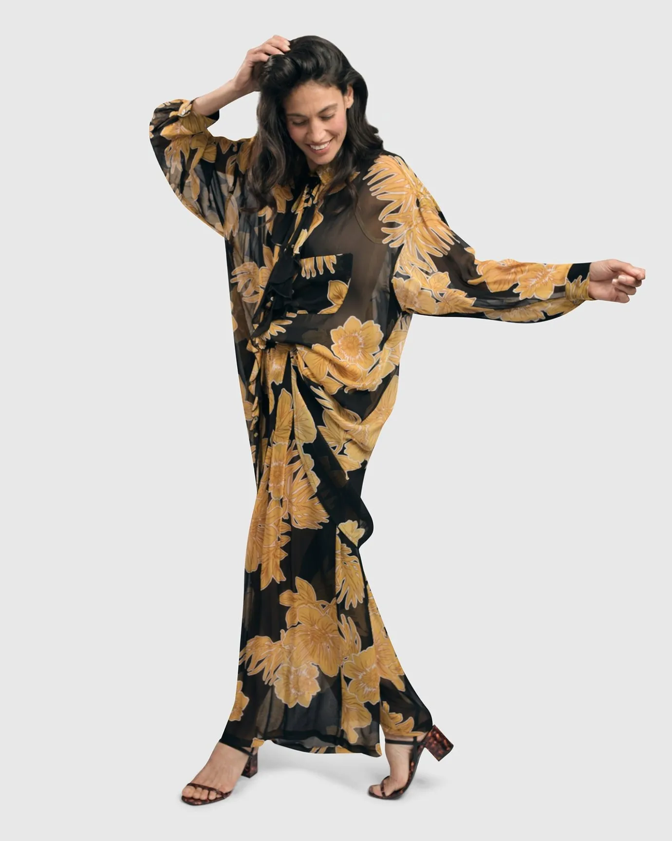 Women Alembika Pants & Skirts<Kauai Chiffon Palazzo Pants, Gold