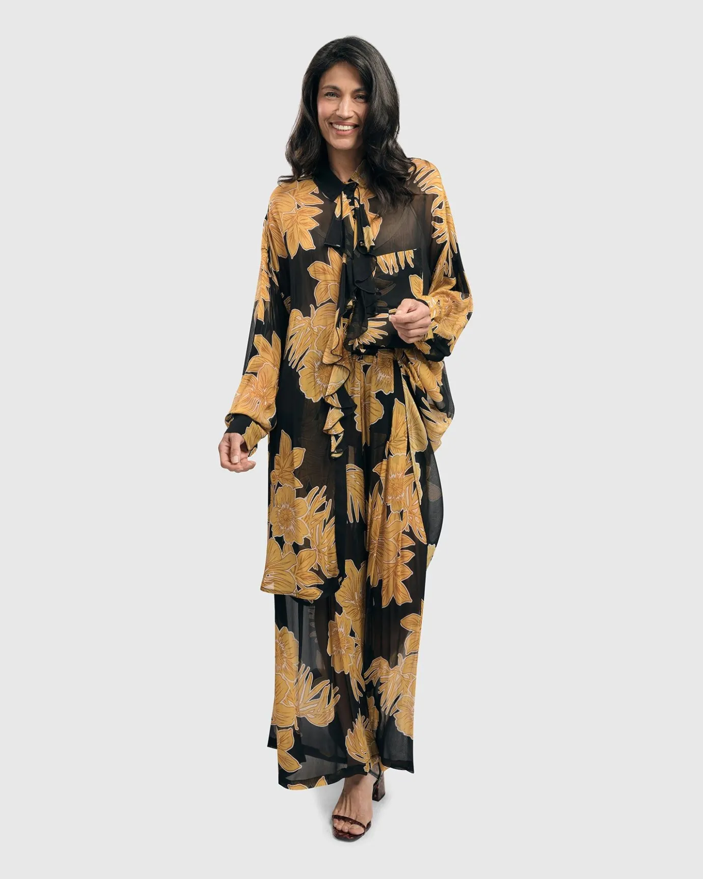 Women Alembika Pants & Skirts<Kauai Chiffon Palazzo Pants, Gold