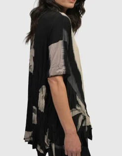 Women Alembika Tops & Tunics<Laila Crinkle Trapeze Top, Stripe/Roses