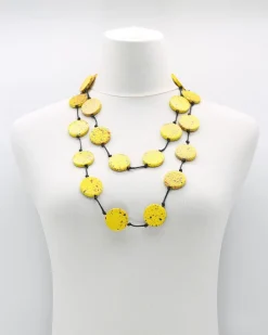 Women Alembika Accessories<Large Coin Necklace, Yellow Graffiti