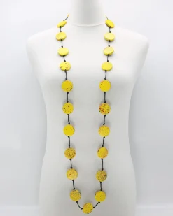 Women Alembika Accessories<Large Coin Necklace, Yellow Graffiti