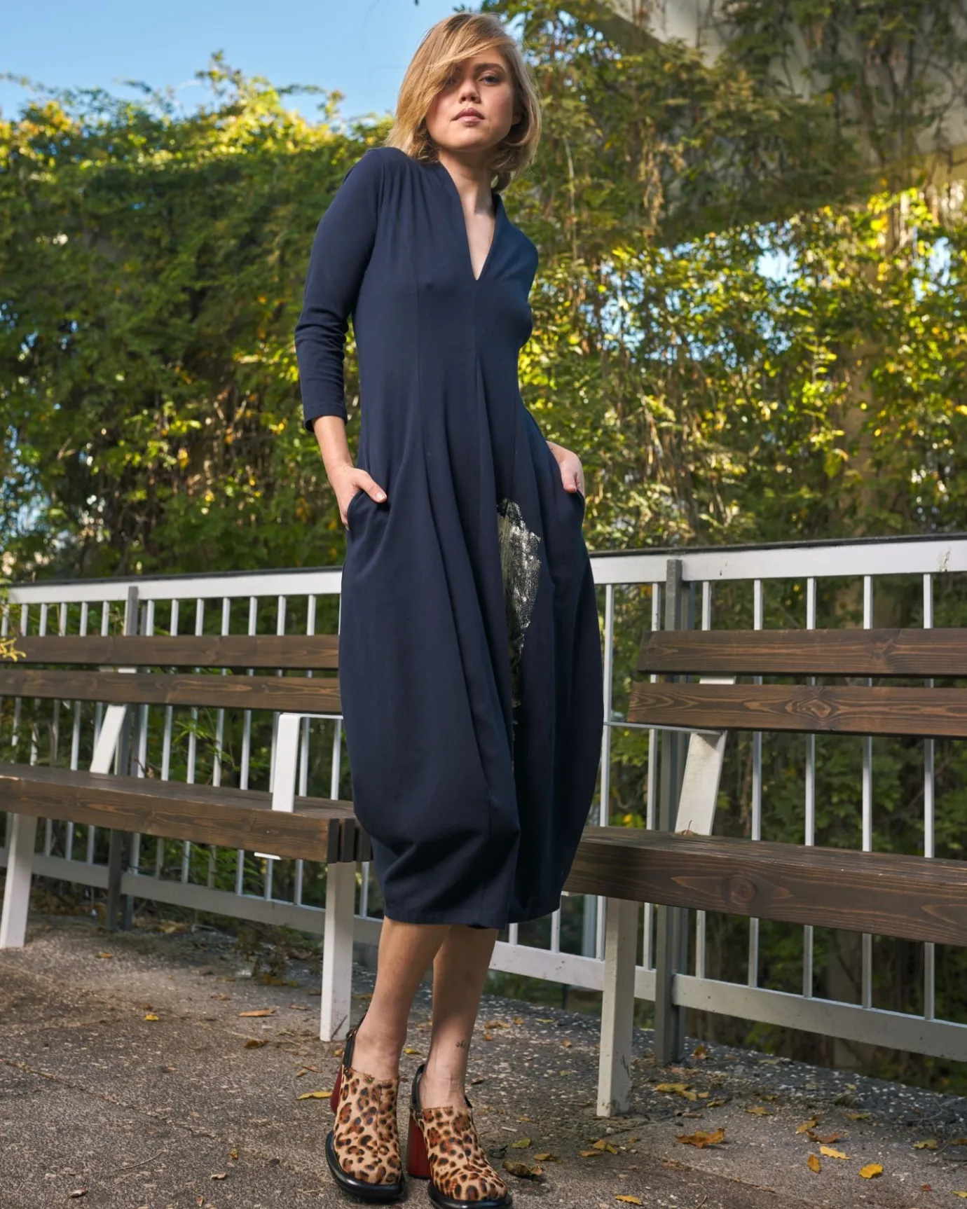 Women Alembika Plus<Laurel Cocoon Dress, Navy