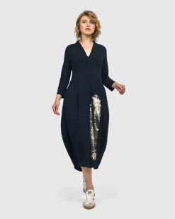 Women Alembika Plus<Laurel Cocoon Dress, Navy
