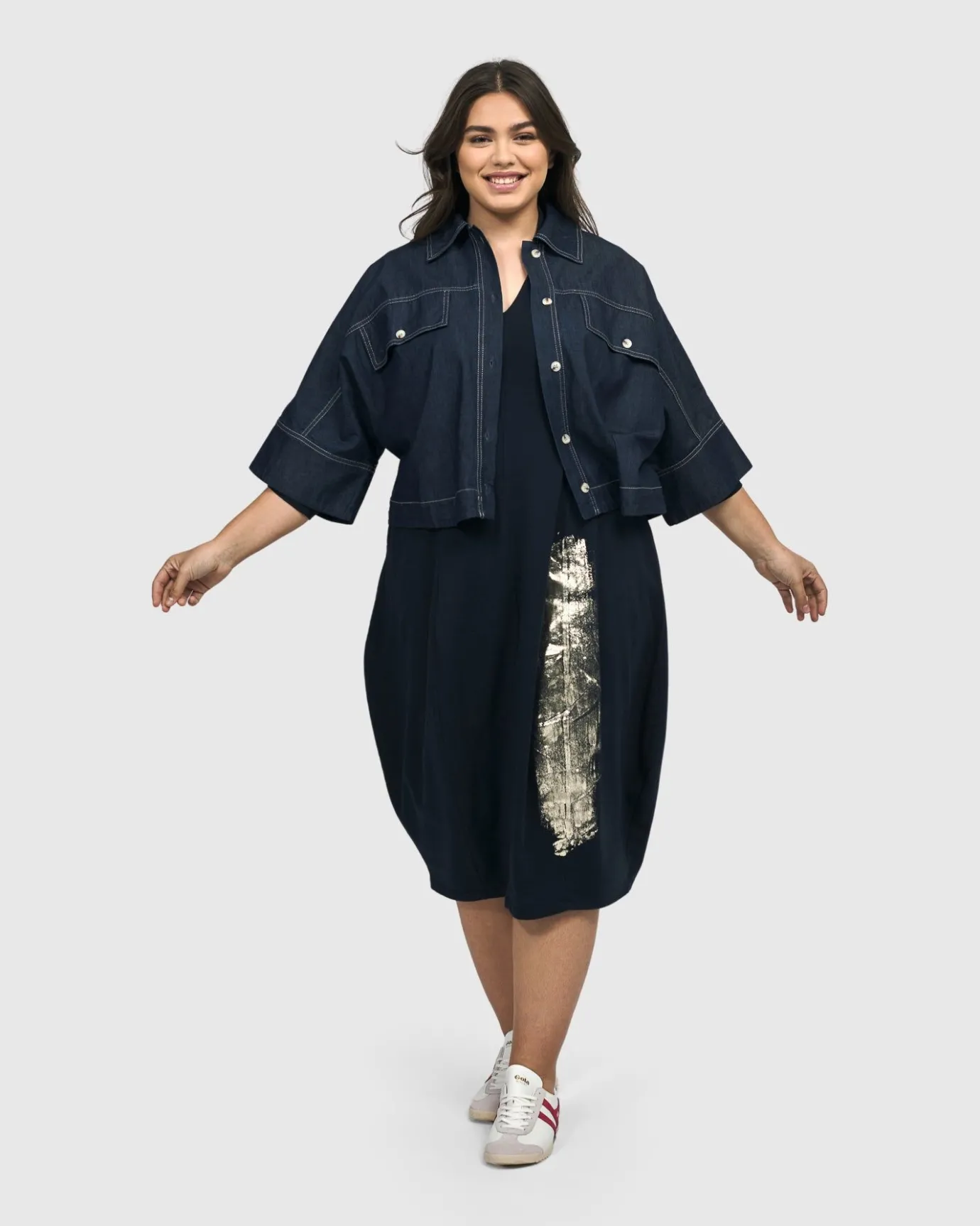 Women Alembika Plus<Laurel Cocoon Dress, Navy