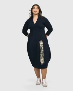 Women Alembika Dresses<Laurel Cocoon Dress, Navy