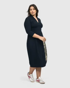 Women Alembika Dresses<Laurel Cocoon Dress, Navy