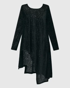 Women Alembika Tops & Tunics<Leo Flocked Velvet Hi-Lo Tunic Top, Black