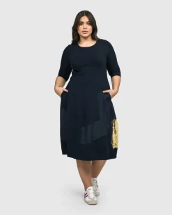 Women Alembika Dresses<Lexington Crew Cocoon Dress, Navy