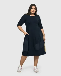 Women Alembika Plus<Lexington Crew Cocoon Dress, Navy