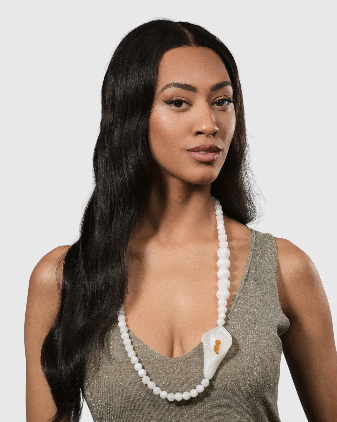 Women Alembika Accessories<Lily Bead Necklace, White