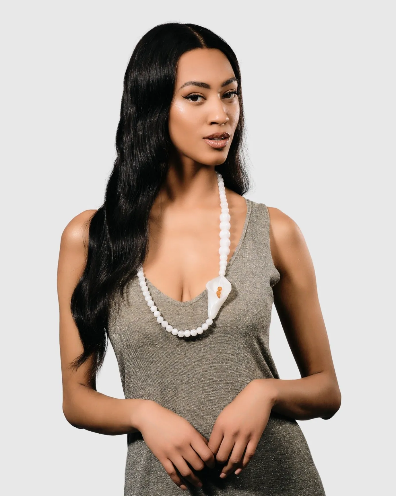Women Alembika Accessories<Lily Bead Necklace, White