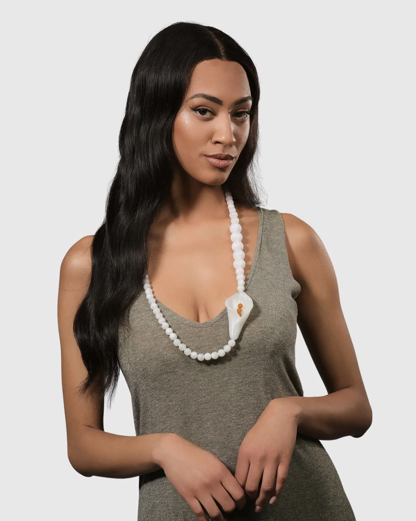 Women Alembika Accessories<Lily Bead Necklace, White