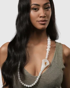 Women Alembika Accessories<Lily Bead Necklace, White
