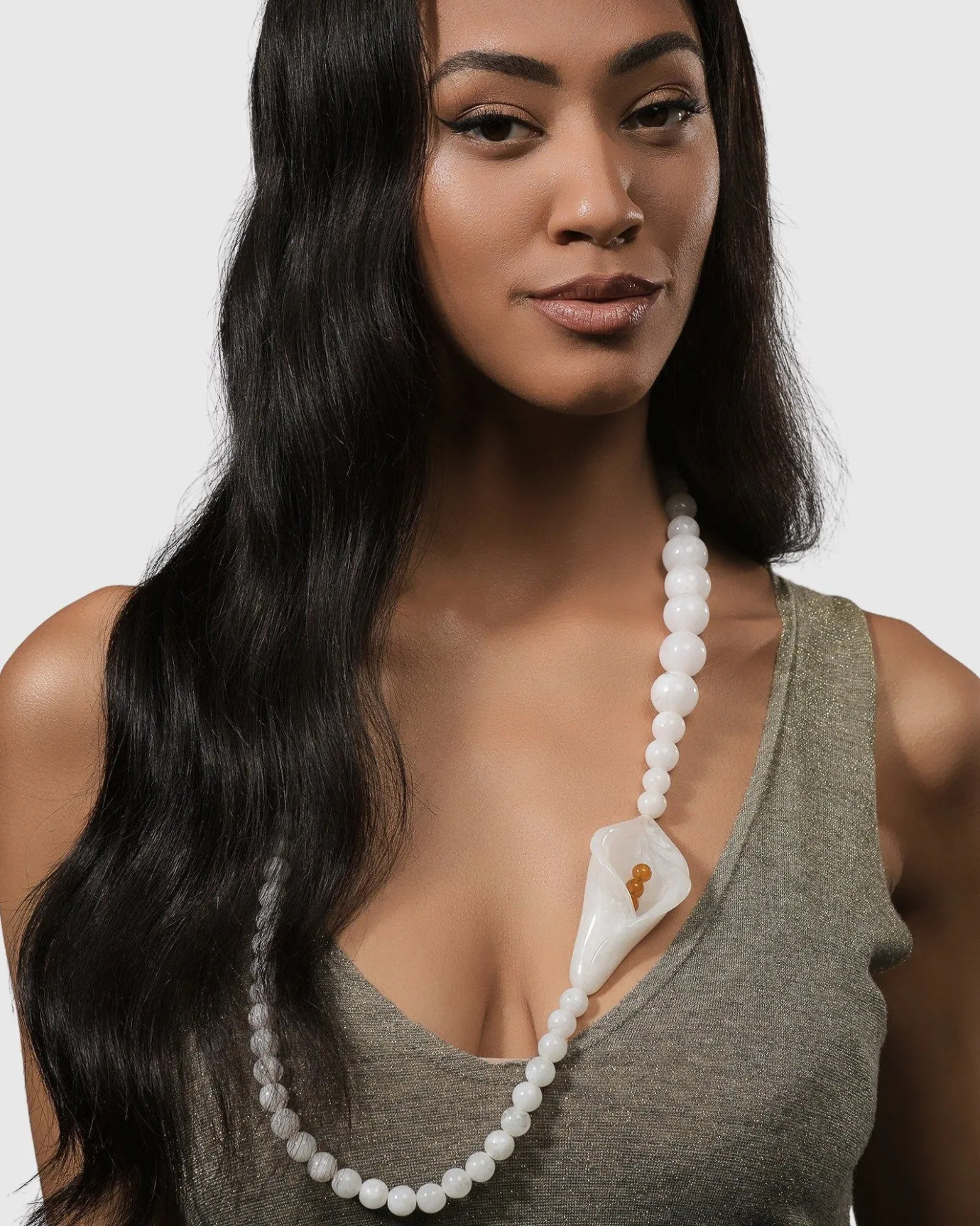 Women Alembika Accessories<Lily Bead Necklace, White