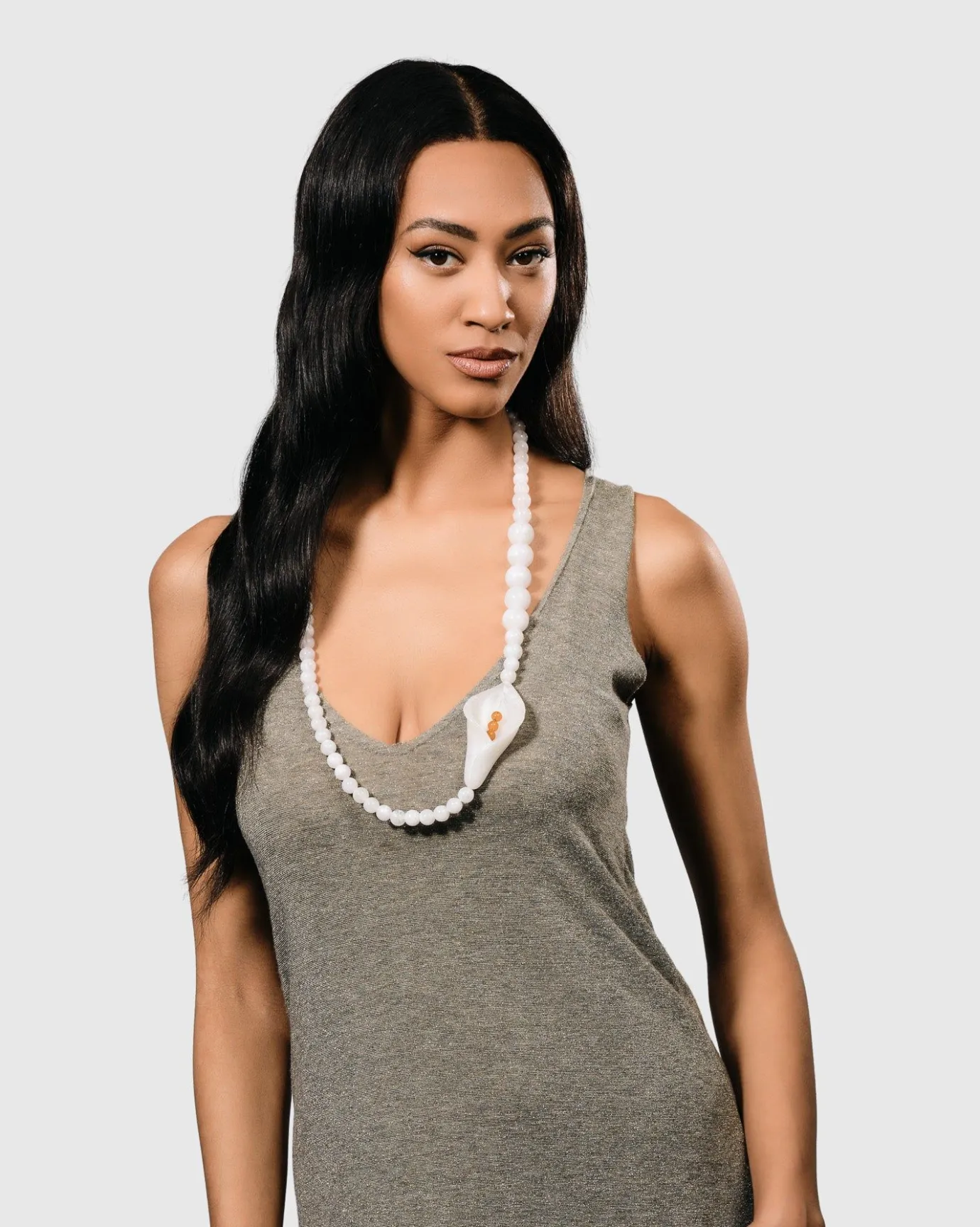 Women Alembika Accessories<Lily Bead Necklace, White