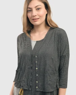 Women Alembika Jackets<Linea Crinkle Crop Cardy, Black