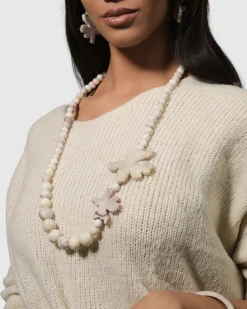 Women Alembika Accessories<Lotus Bead Necklace, Oat