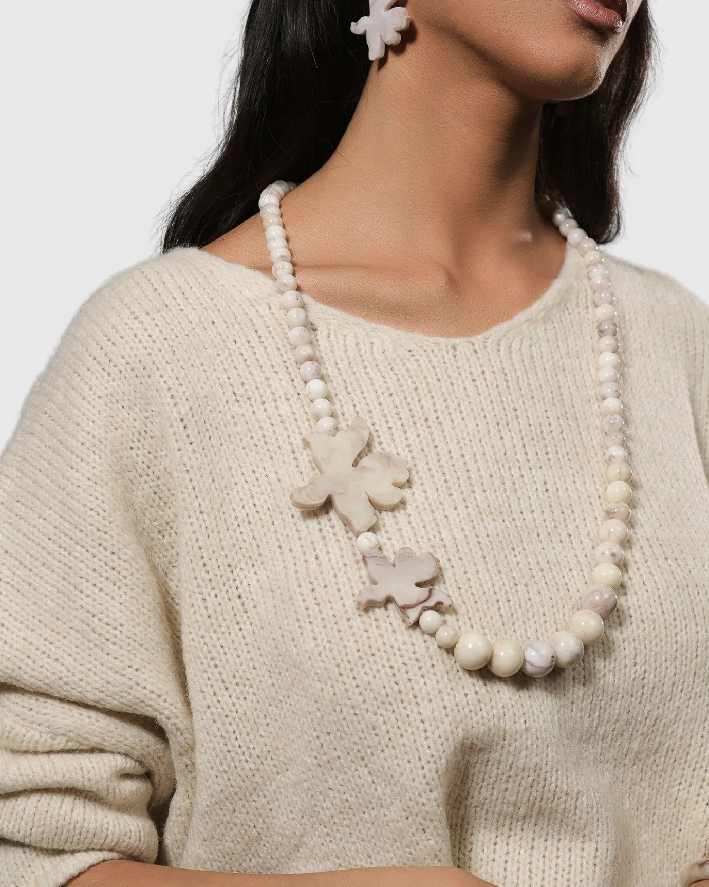 Women Alembika Accessories<Lotus Hook & Bead Earrings, Oat