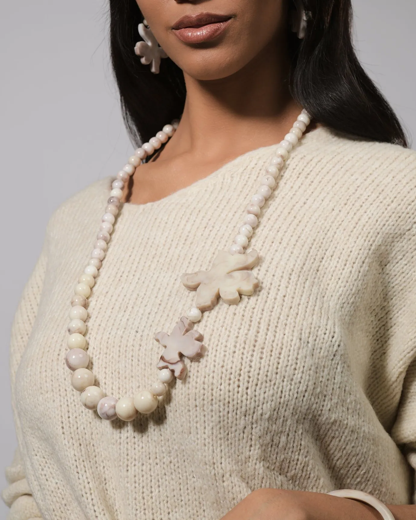 Women Alembika Accessories<Lotus Hook & Bead Earrings, Oat