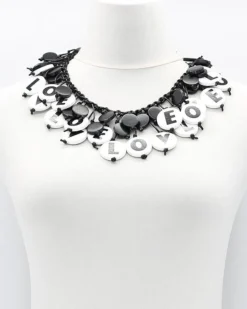 Women Alembika Accessories<Love Coin Cape Necklace, White/Black