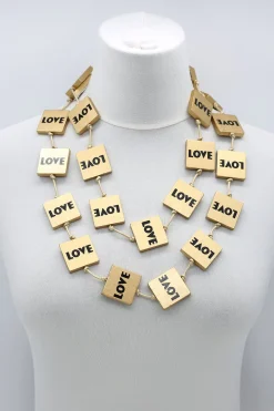 Women Alembika Accessories<Love Squares Necklace, Gold