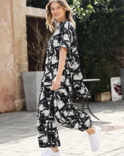 Women Alembika Pants & Skirts<Marble Crinkle Punto Pants, Black