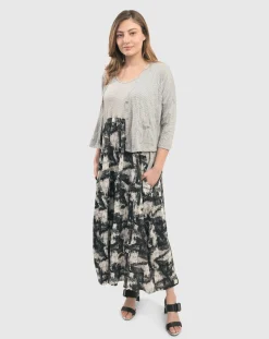 Women Alembika Plus<Marble Crinkle Tank Dress, Black