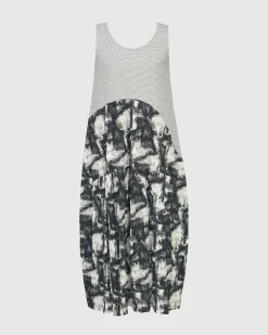 Women Alembika Plus<Marble Crinkle Tank Dress, Black
