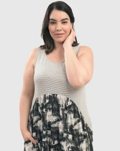 Women Alembika Dresses<Marble Crinkle Tank Dress, Black