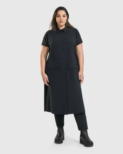 Women Alembika Plus<Matrix Short Sleeve Duster, Black