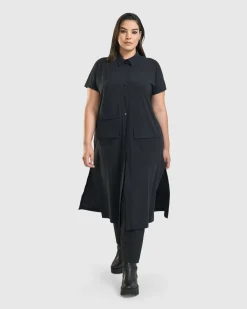 Women Alembika Jackets<Matrix Short Sleeve Duster, Black