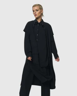 Women Alembika Jackets<Matrix Short Sleeve Duster, Black